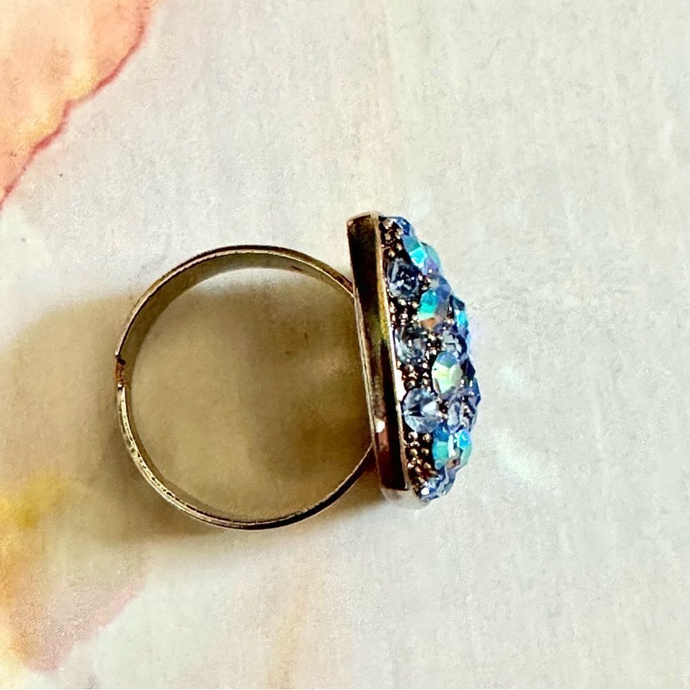 Silver Tone Rhinestone Square Adjustable Ring - image 7